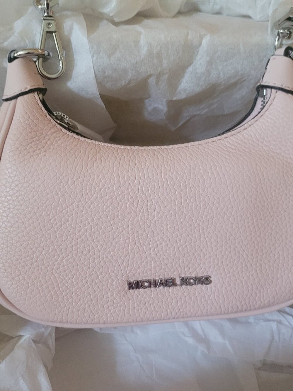 Michael Kors Cora MINI Shoulder Pouchette Bag Powder Blush NWT - Picture 6 of 10